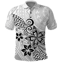 Polynesia Polo Shirt Plumeria White Curves - Wonder Print Shop