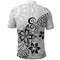 Polynesia Polo Shirt Plumeria White Curves - Wonder Print Shop