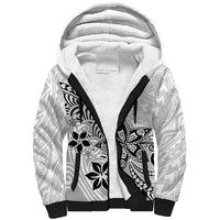 Polynesia Sherpa Hoodie Plumeria White Curves - Wonder Print Shop