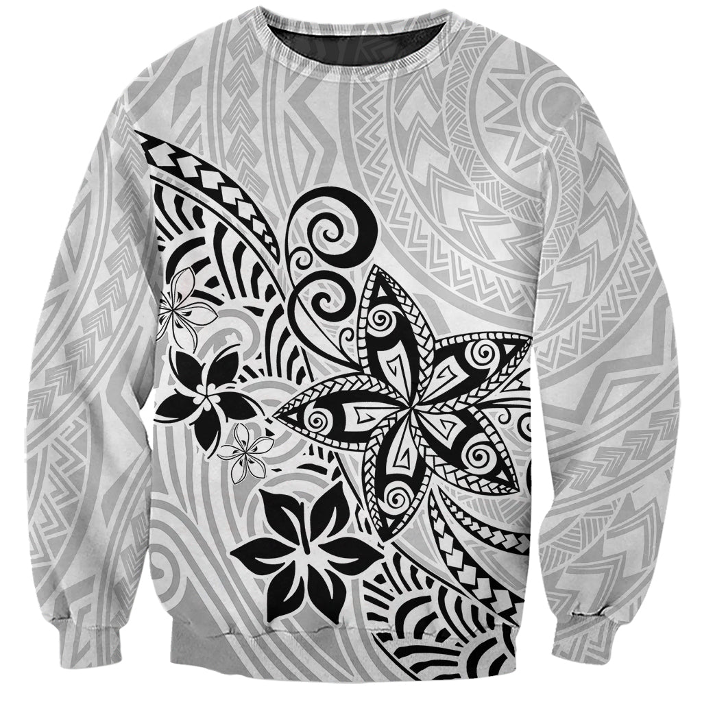 Polynesia Sweatshirt Plumeria White Curves - Wonder Print Shop