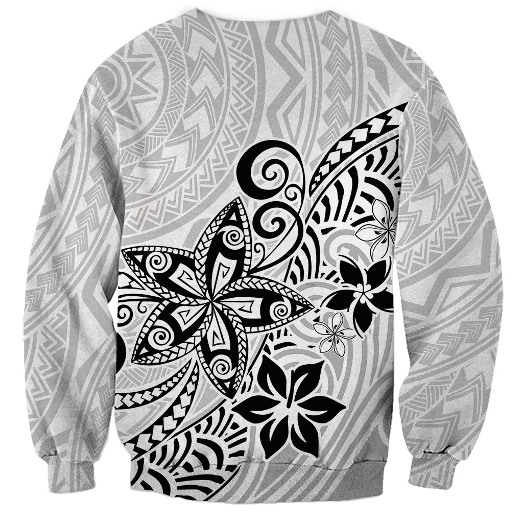 Polynesia Sweatshirt Plumeria White Curves - Wonder Print Shop