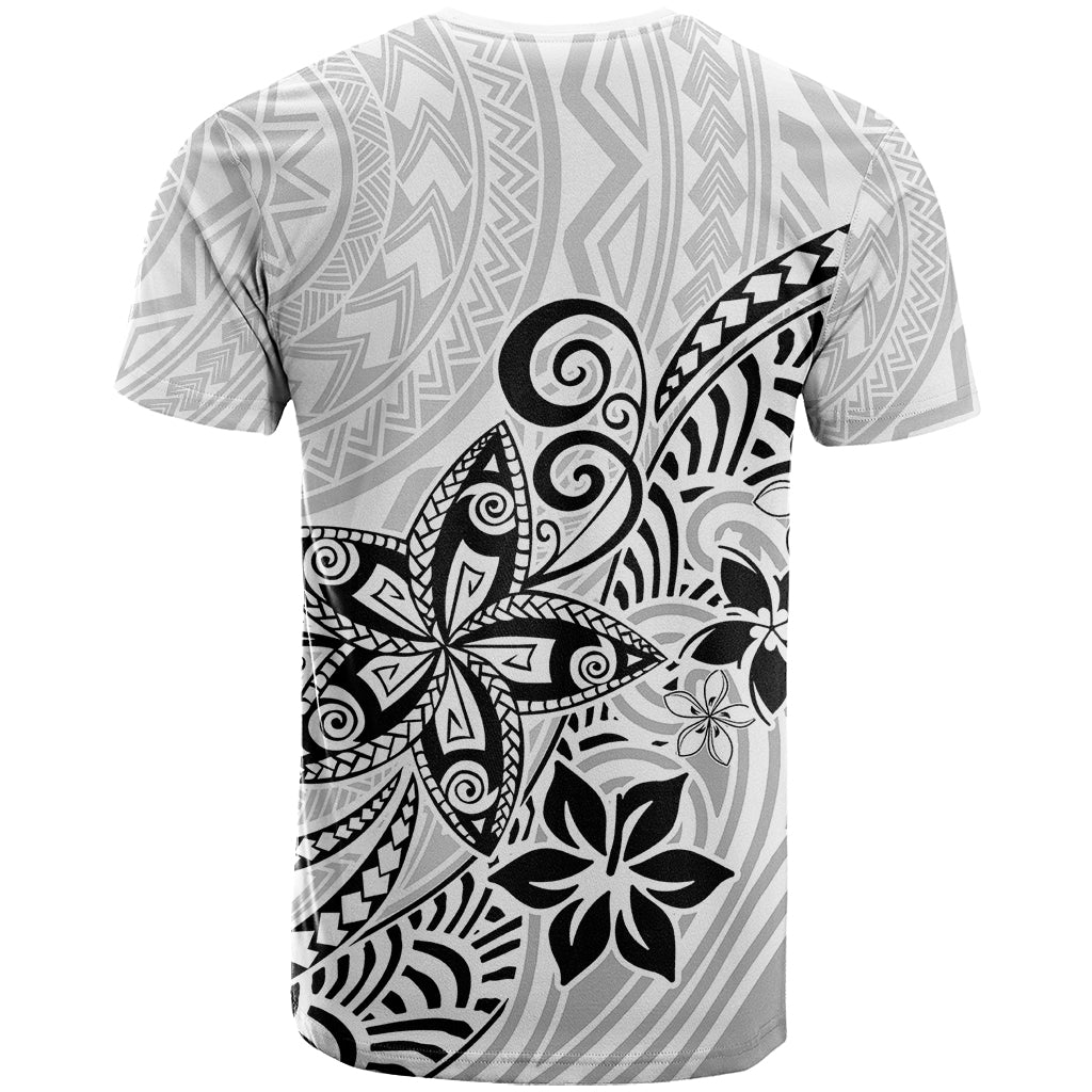 Polynesia T Shirt Plumeria White Curves - Wonder Print Shop