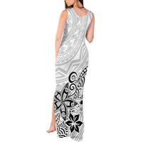 Polynesia Tank Maxi Dress Plumeria White Curves - Wonder Print Shop