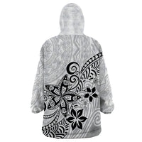 Polynesia Wearable Blanket Hoodie Plumeria White Curves - Wonder Print Shop