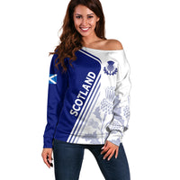 Personalised Scotland Rugby Off Shoulder Sweater 2023 World Cup The Thistle - Wonder Print Shop