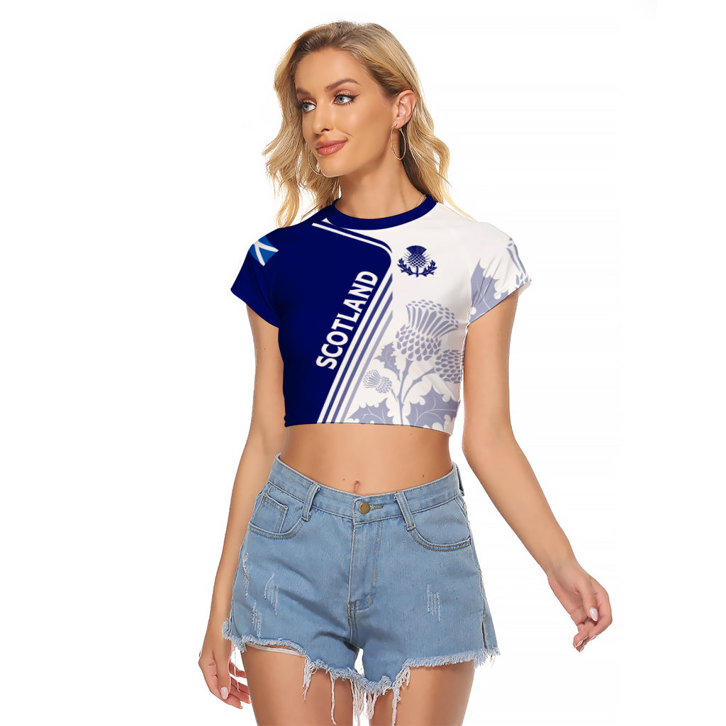 Personalised Scotland Rugby Raglan Cropped T Shirt 2023 World Cup The Thistle - Wonder Print Shop