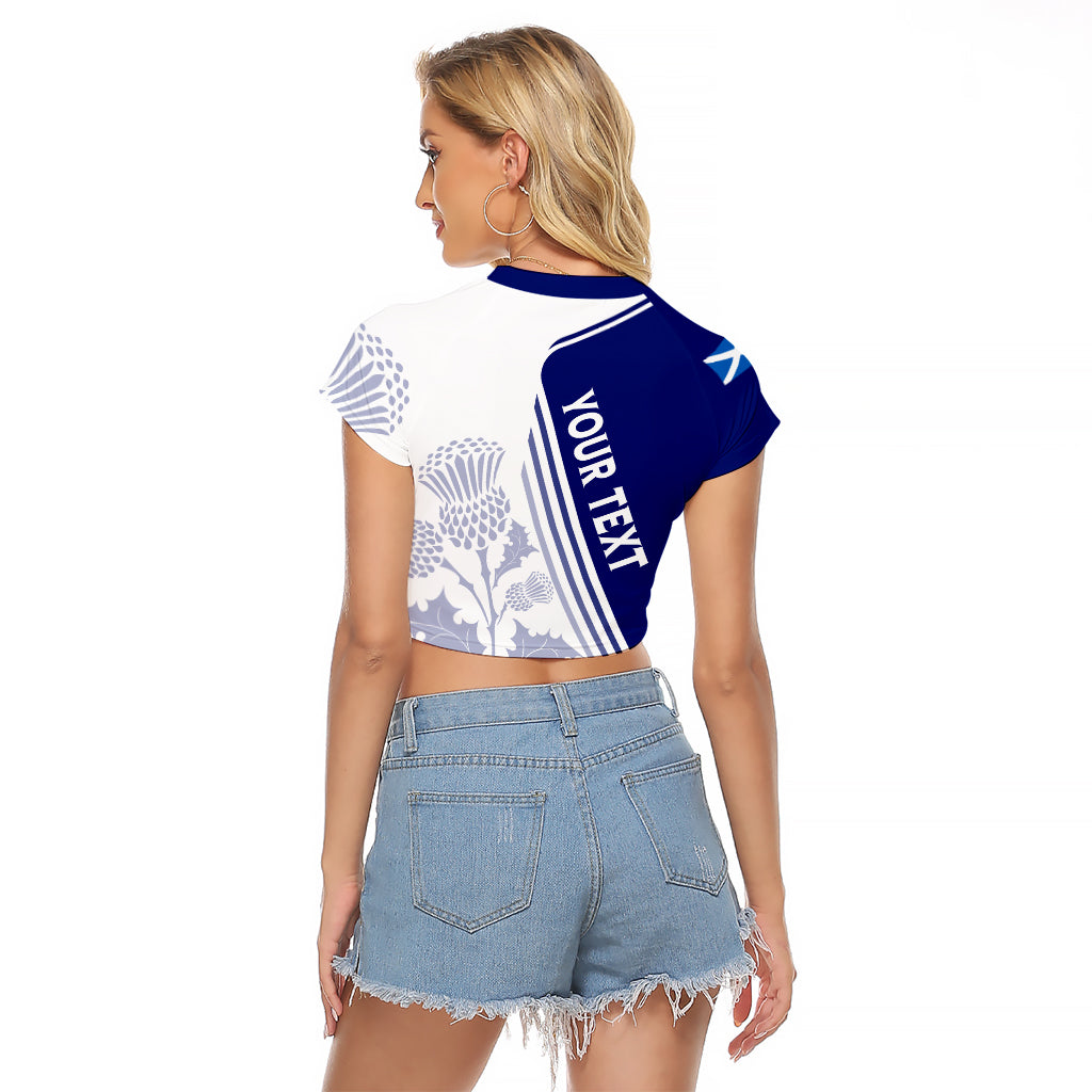 Personalised Scotland Rugby Raglan Cropped T Shirt 2023 World Cup The Thistle - Wonder Print Shop