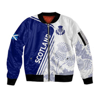 Personalised Scotland Rugby Sleeve Zip Bomber Jacket 2023 World Cup The Thistle - Wonder Print Shop