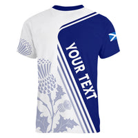 Personalised Scotland Rugby Women V Neck T Shirt 2023 World Cup The Thistle - Wonder Print Shop