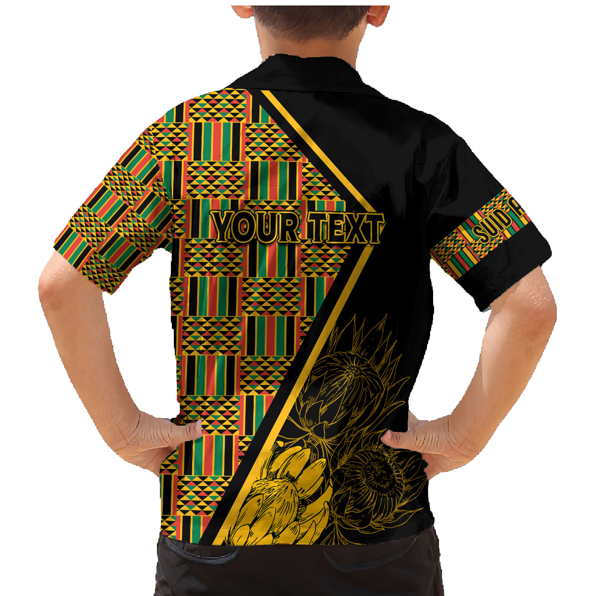 Personalised South African Heritage Day Family Matching Mermaid Dress and Hawaiian Shirt Kente Ethnic Patterns Mix Protea LT7 - Wonder Print Shop