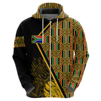 Personalised South African Heritage Day Hoodie Kente Ethnic Patterns Mix Protea - Wonder Print Shop