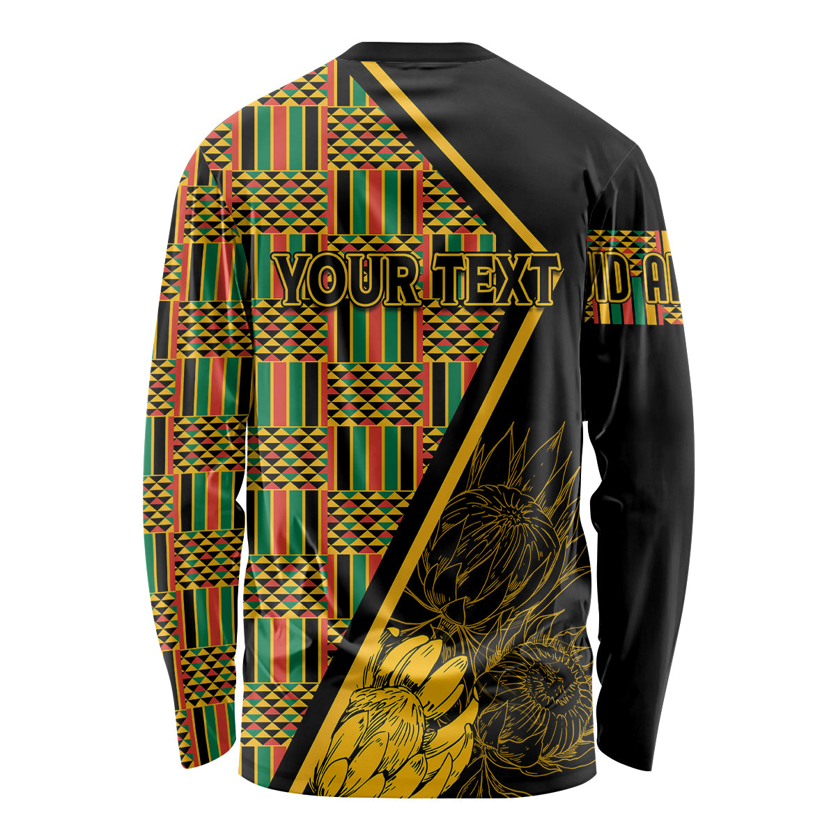 Personalised South African Heritage Day Long Sleeve Shirt Kente Ethnic Patterns Mix Protea - Wonder Print Shop
