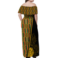 Personalised South African Heritage Day Off Shoulder Maxi Dress Kente Ethnic Patterns Mix Protea - Wonder Print Shop