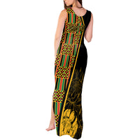 Personalised South African Heritage Day Tank Maxi Dress Kente Ethnic Patterns Mix Protea - Wonder Print Shop