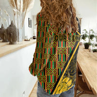 Personalised South African Heritage Day Women Casual Shirt Kente Ethnic Patterns Mix Protea - Wonder Print Shop