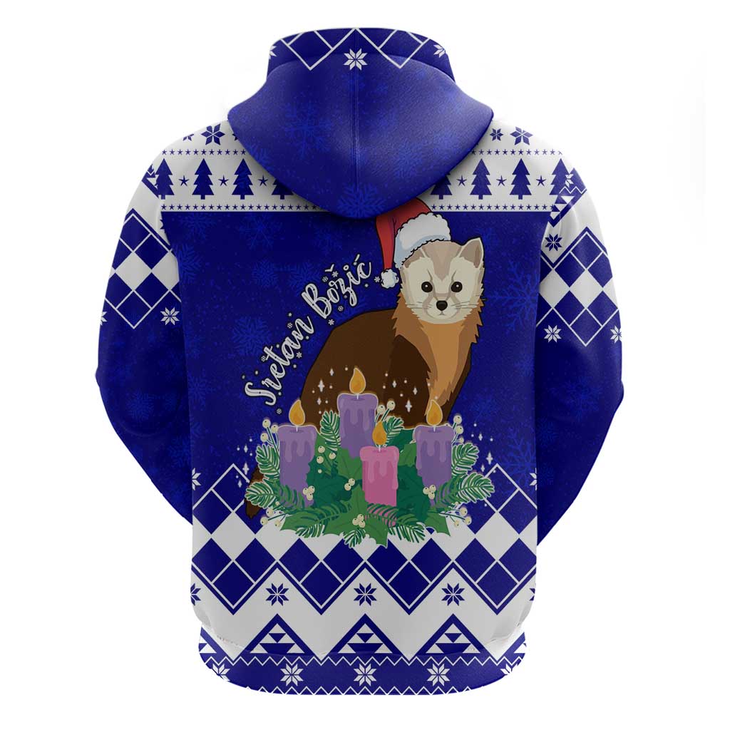 Adorable Croatia Marten With Advent Wreath Christmas Zip Hoodie LT7