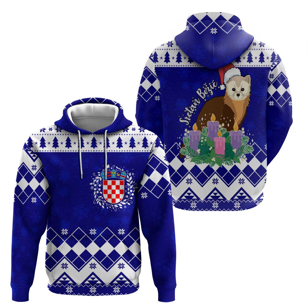 Adorable Croatia Marten With Advent Wreath Christmas Zip Hoodie LT7