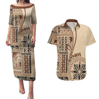 Samoa Siapo Motif Couples Matching Puletasi Dress and Hawaiian Shirt Classic Style LT7 - Wonder Print Shop