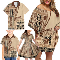 Samoa Siapo Motif Family Matching Off Shoulder Short Dress and Hawaiian Shirt Classic Style LT7 - Wonder Print Shop