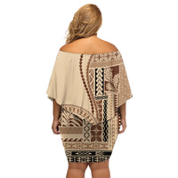 Samoa Siapo Motif Family Matching Off Shoulder Short Dress and Hawaiian Shirt Classic Style LT7 - Wonder Print Shop