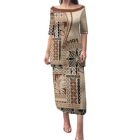 Samoa Siapo Motif Family Matching Puletasi Dress and Hawaiian Shirt Classic Style - Wonder Print Shop