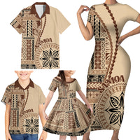 Samoa Siapo Motif Family Matching Short Sleeve Bodycon Dress and Hawaiian Shirt Classic Style - Wonder Print Shop