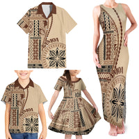 Samoa Siapo Motif Family Matching Tank Maxi Dress and Hawaiian Shirt Classic Style - Wonder Print Shop