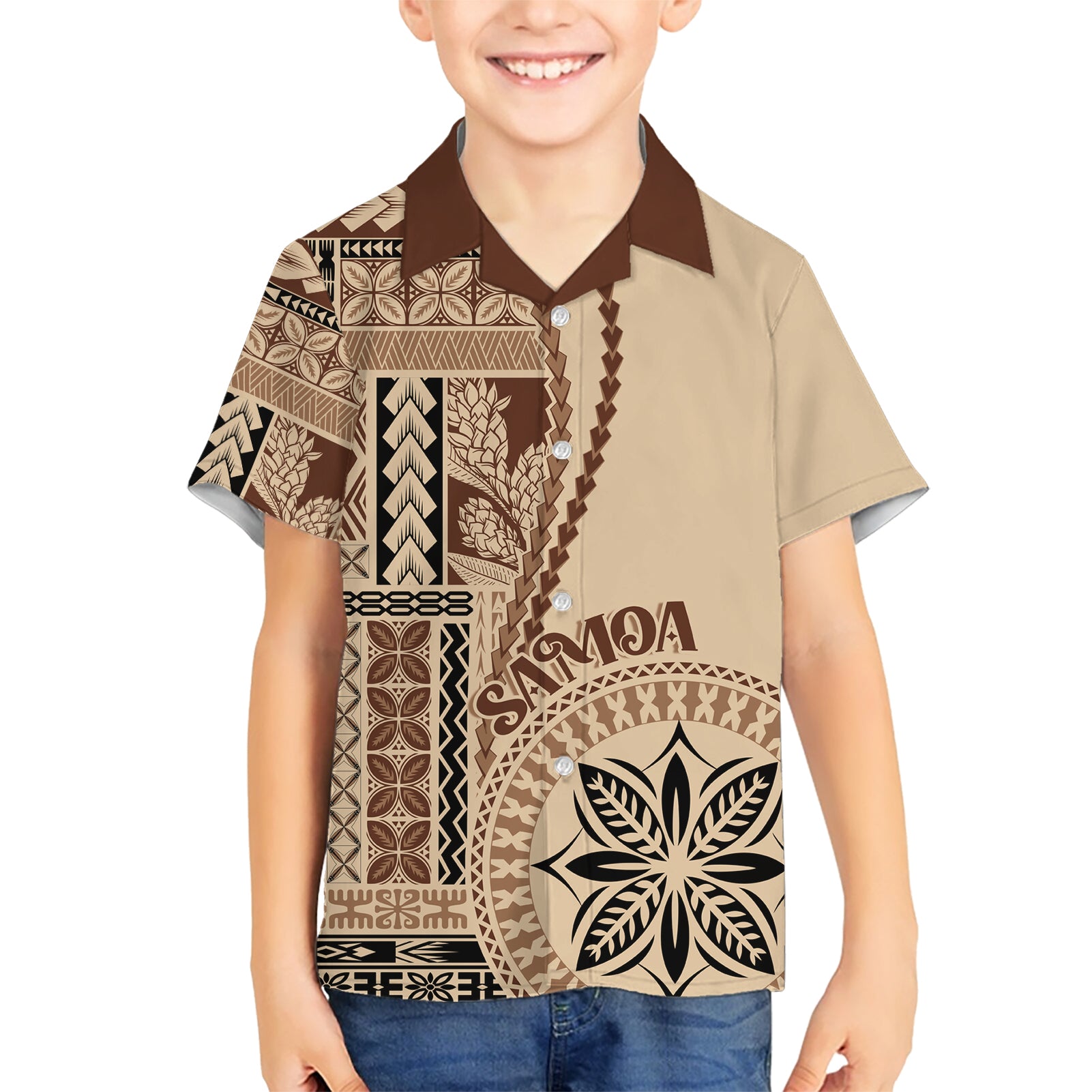 Samoa Siapo Motif Kid Hawaiian Shirt Classic Style - Wonder Print Shop