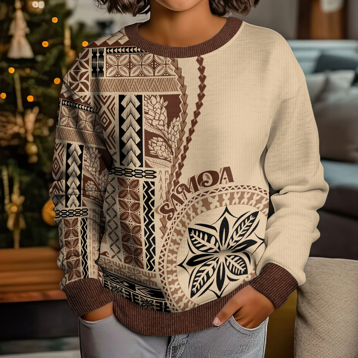 Samoa Siapo Motif Kid Ugly Christmas Sweater Classic Style - Wonder Print Shop