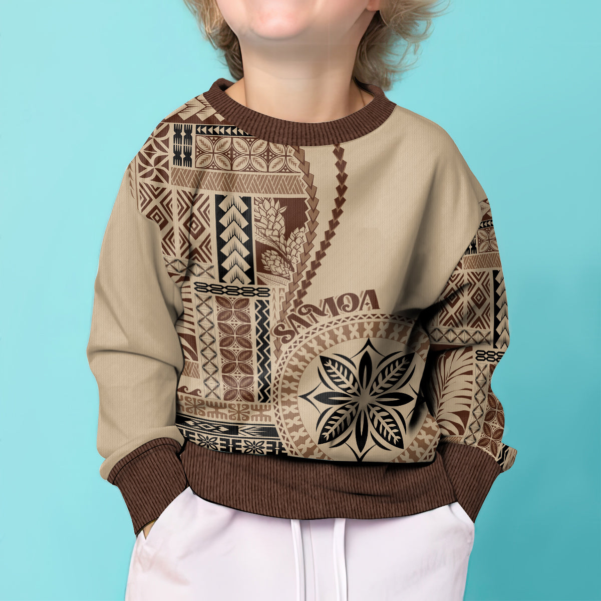 Samoa Siapo Motif Kid Ugly Christmas Sweater Classic Style - Wonder Print Shop