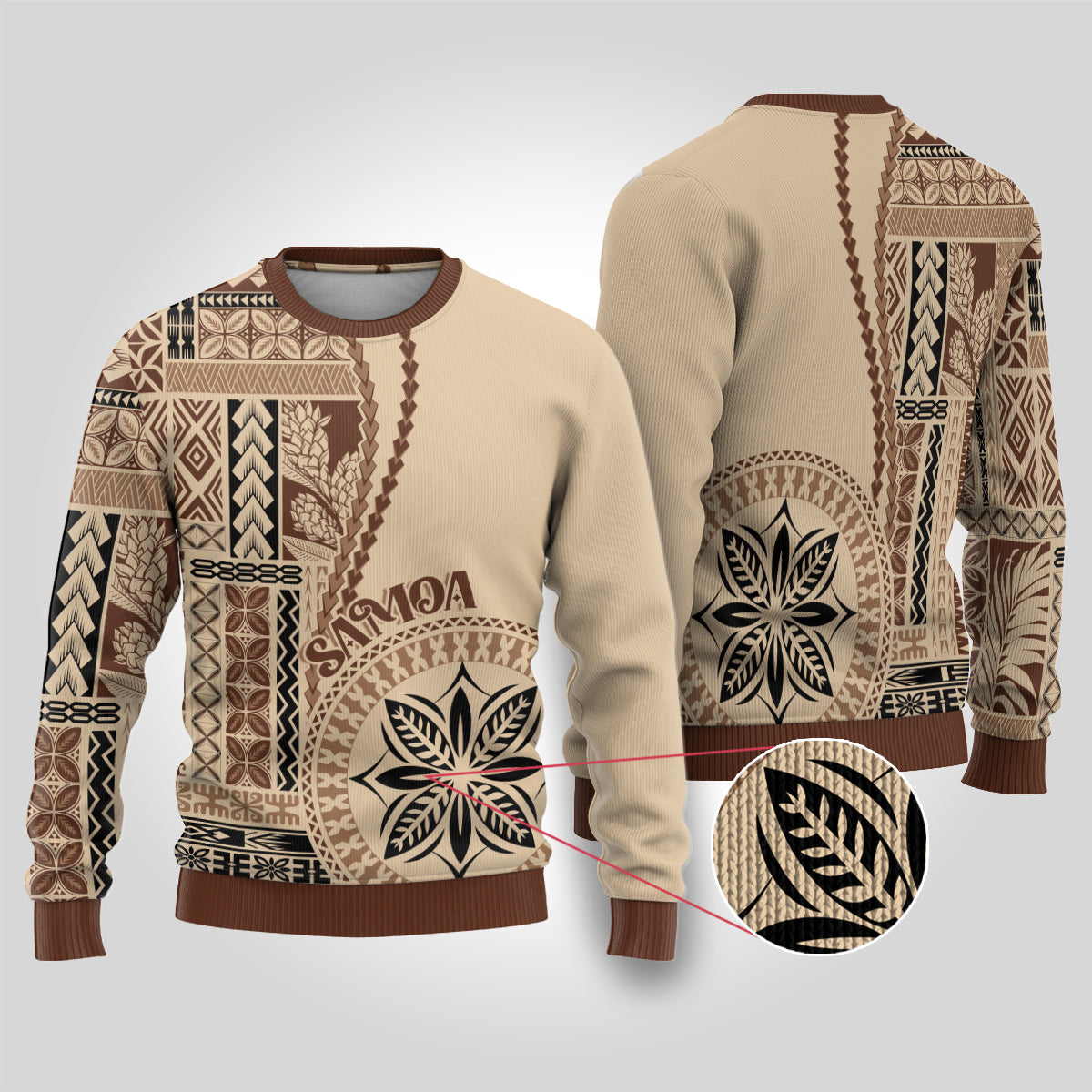 Samoa Siapo Motif Ugly Christmas Sweater Classic Style - Wonder Print Shop