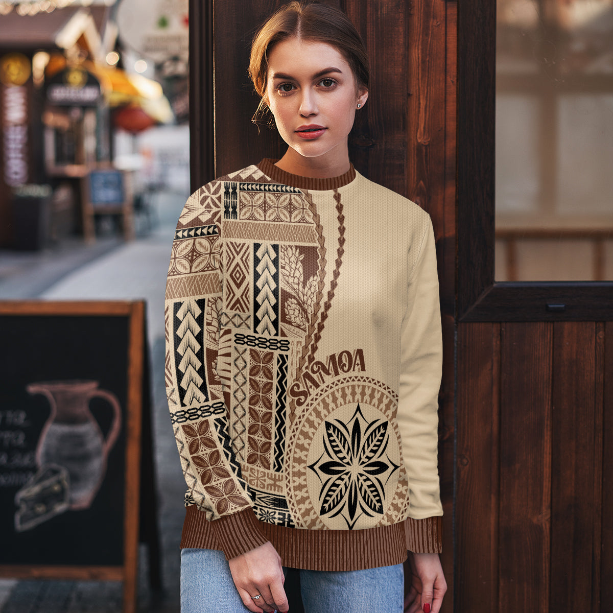 Samoa Siapo Motif Ugly Christmas Sweater Classic Style - Wonder Print Shop