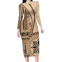 Samoa Siapo Motif Long Sleeve Bodycon Dress Classic Style - Wonder Print Shop