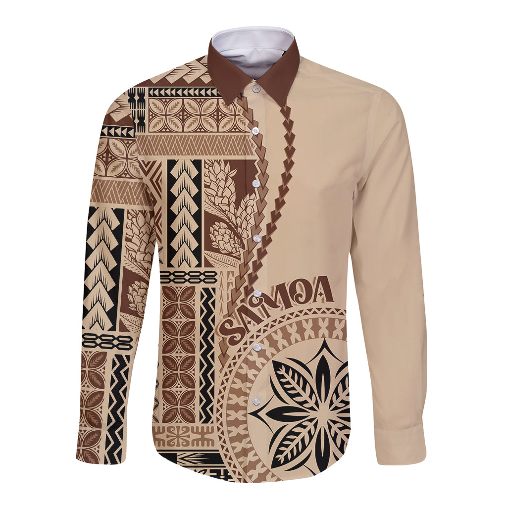 Samoa Siapo Motif Long Sleeve Button Shirt Classic Style - Wonder Print Shop