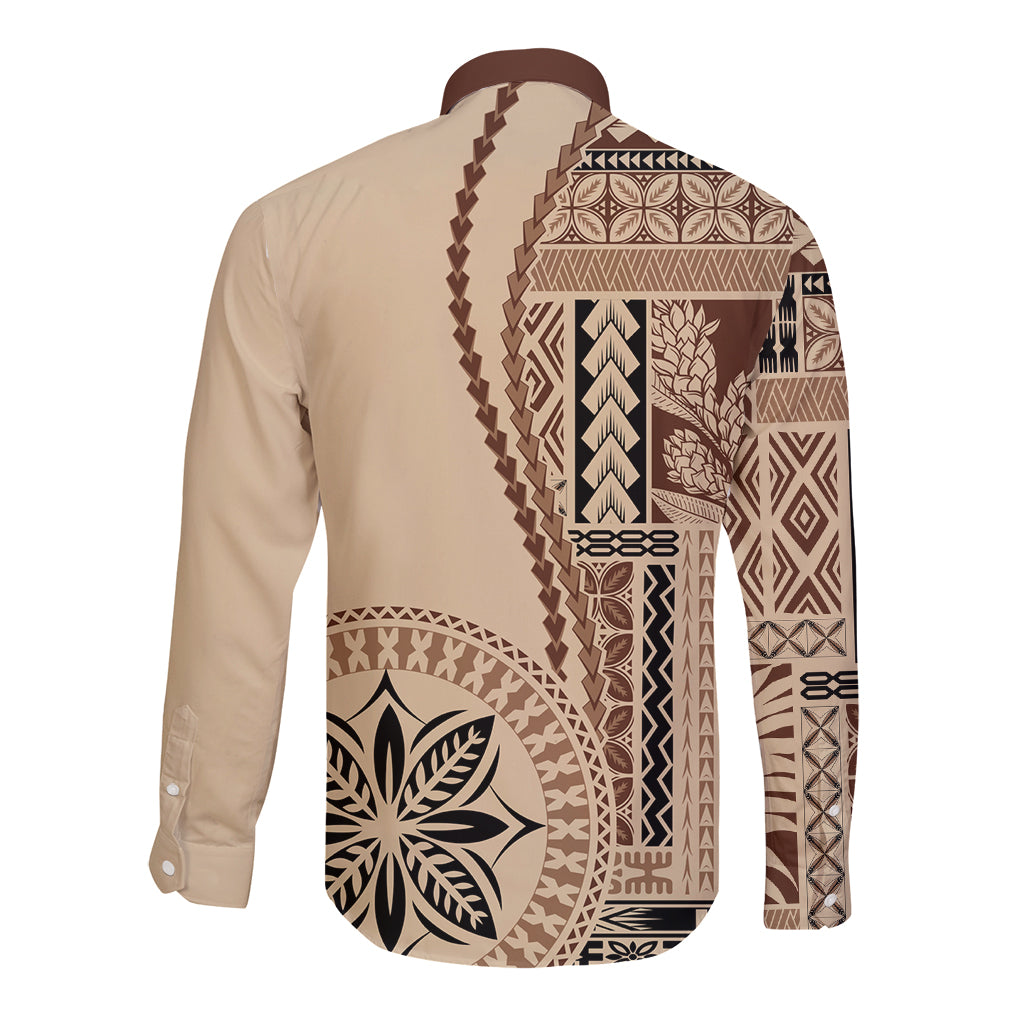 Samoa Siapo Motif Long Sleeve Button Shirt Classic Style - Wonder Print Shop