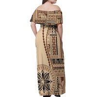 Samoa Siapo Motif Off Shoulder Maxi Dress Classic Style - Wonder Print Shop