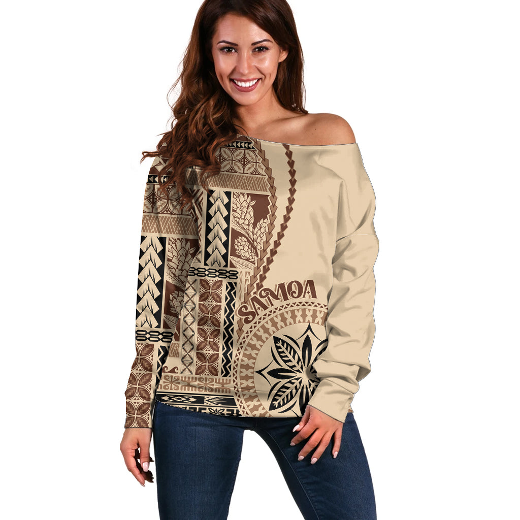Samoa Siapo Motif Off Shoulder Sweater Classic Style - Wonder Print Shop