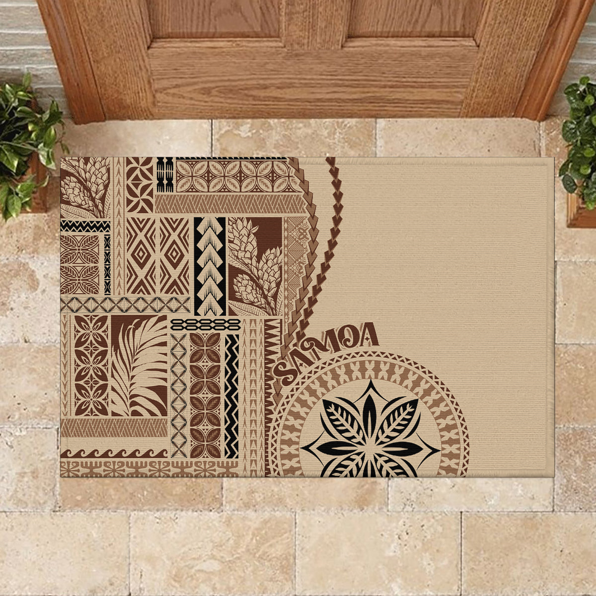 Samoa Siapo Motif Rubber Doormat Classic Style - Wonder Print Shop