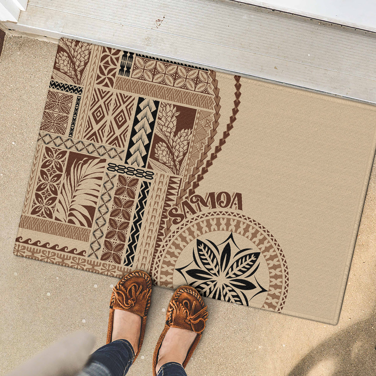 Samoa Siapo Motif Rubber Doormat Classic Style - Wonder Print Shop