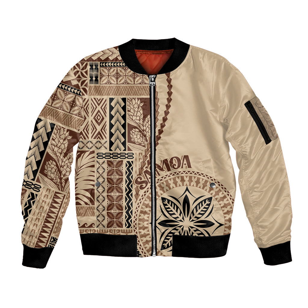 Samoa Siapo Motif Sleeve Zip Bomber Jacket Classic Style - Wonder Print Shop