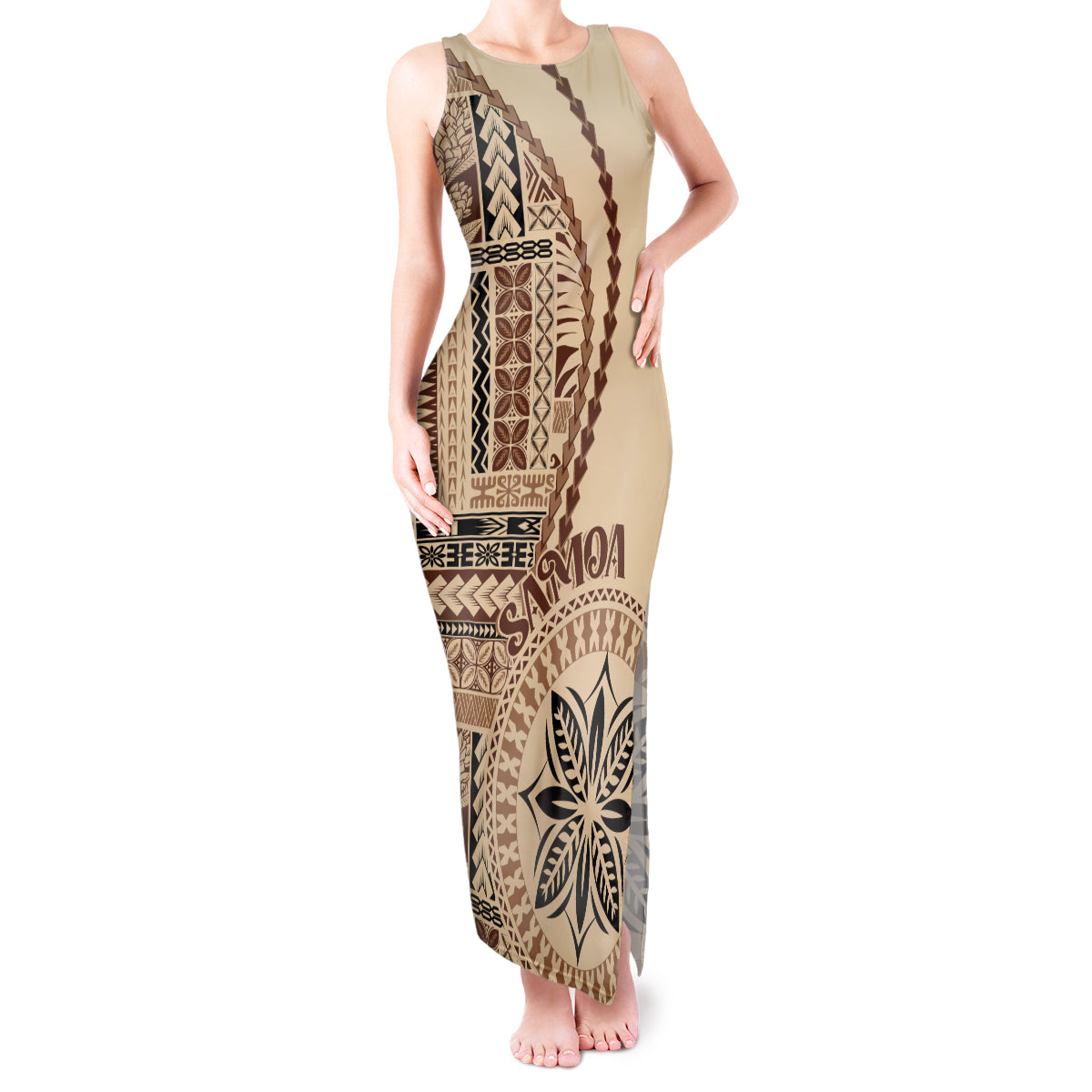 Samoa Siapo Motif Tank Maxi Dress Classic Style - Wonder Print Shop