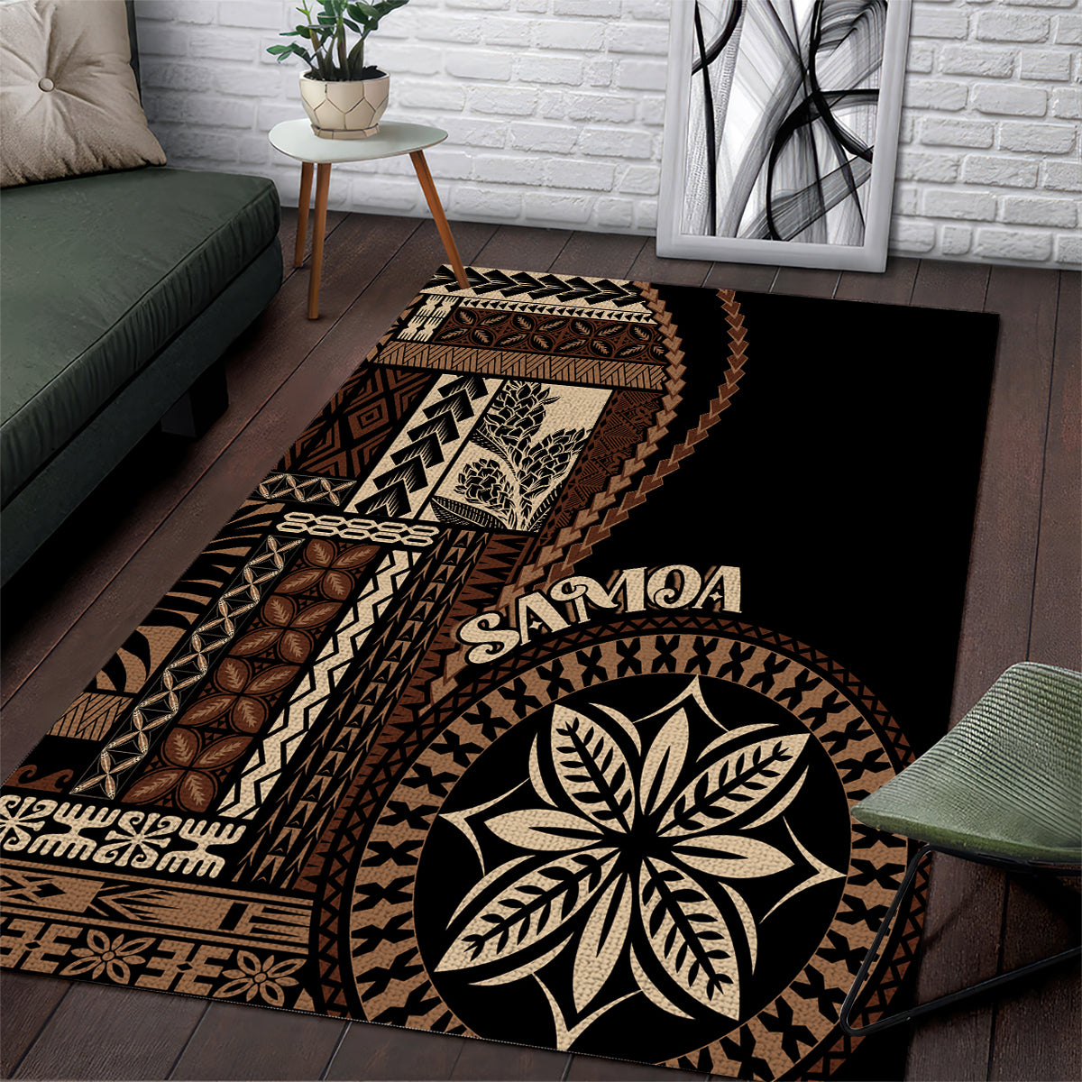 Samoa Siapo Motif Area Rug Classic Style - Black Ver LT7 - Wonder Print Shop