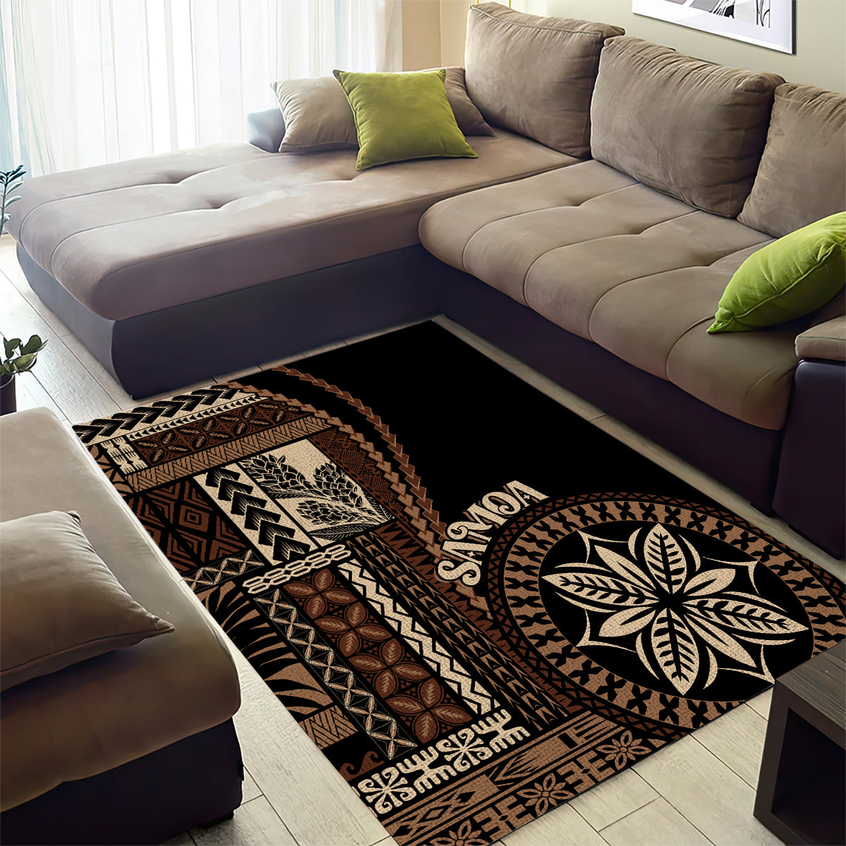 Samoa Siapo Motif Area Rug Classic Style - Black Ver LT7 - Wonder Print Shop