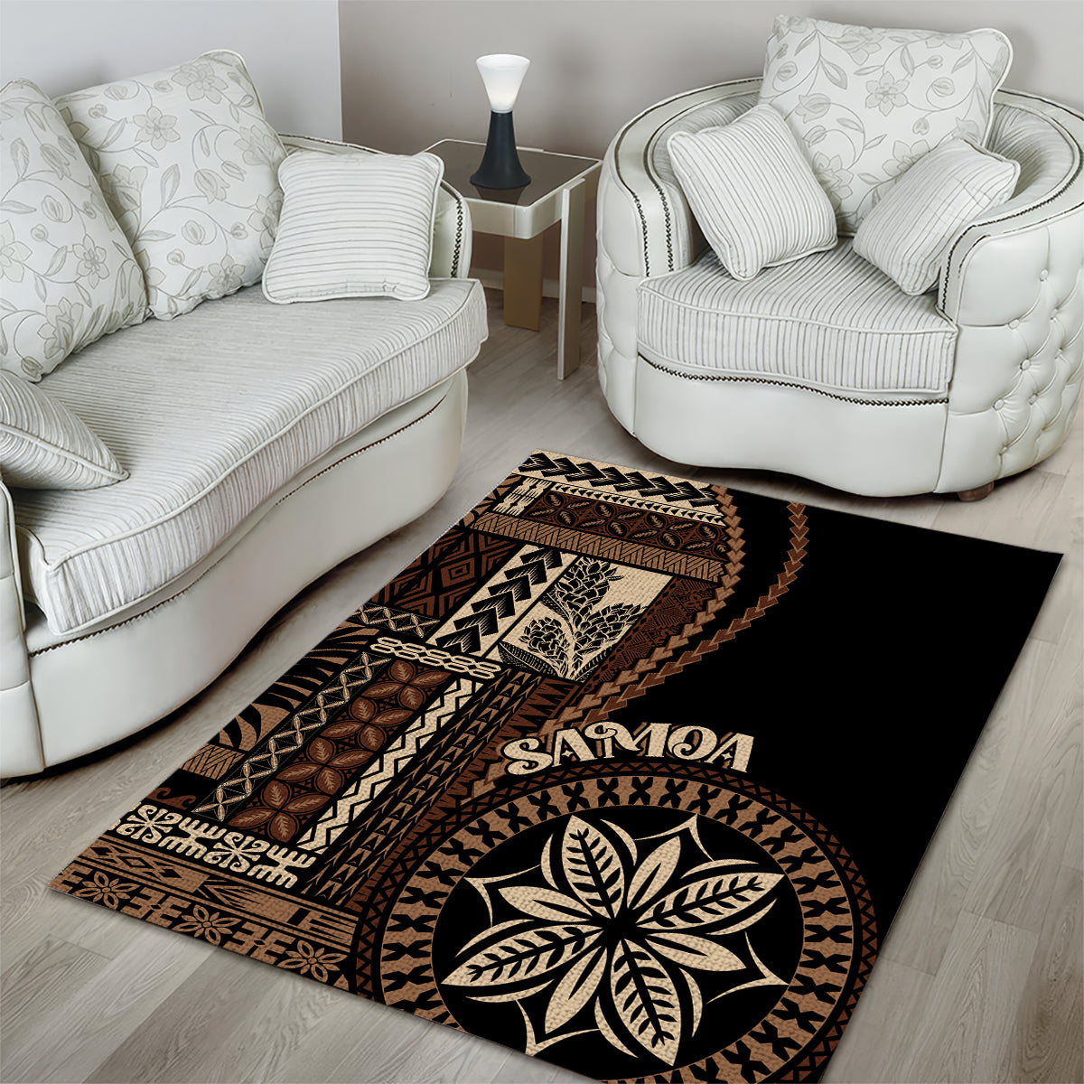 Samoa Siapo Motif Area Rug Classic Style - Black Ver LT7 - Wonder Print Shop
