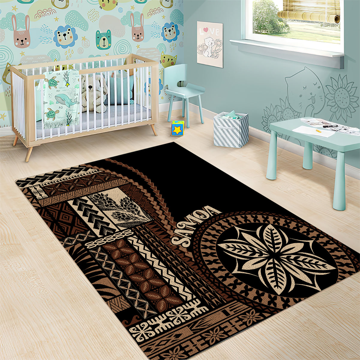 Samoa Siapo Motif Area Rug Classic Style - Black Ver LT7 - Wonder Print Shop