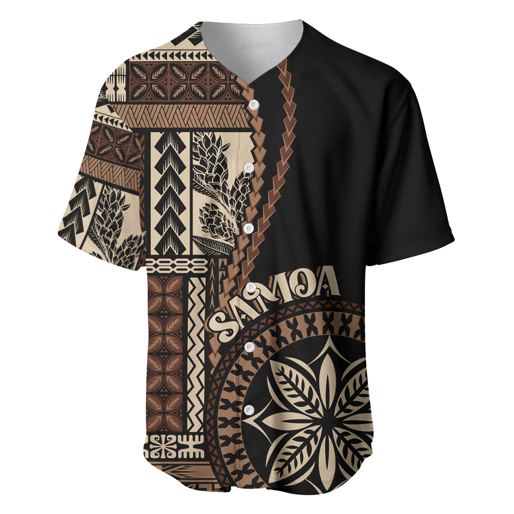 Samoa Siapo Motif Baseball Jersey Classic Style - Black Ver LT7 - Wonder Print Shop