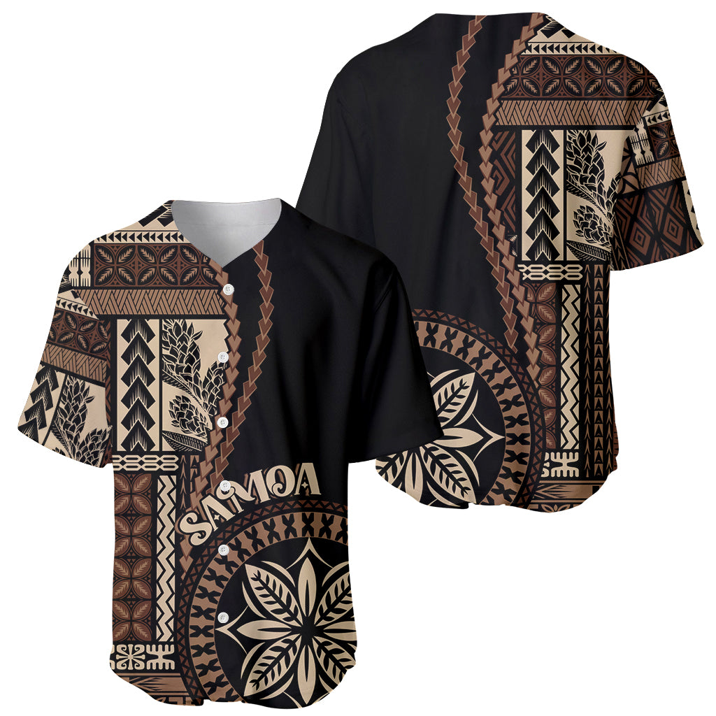 Samoa Siapo Motif Baseball Jersey Classic Style - Black Ver LT7 - Wonder Print Shop