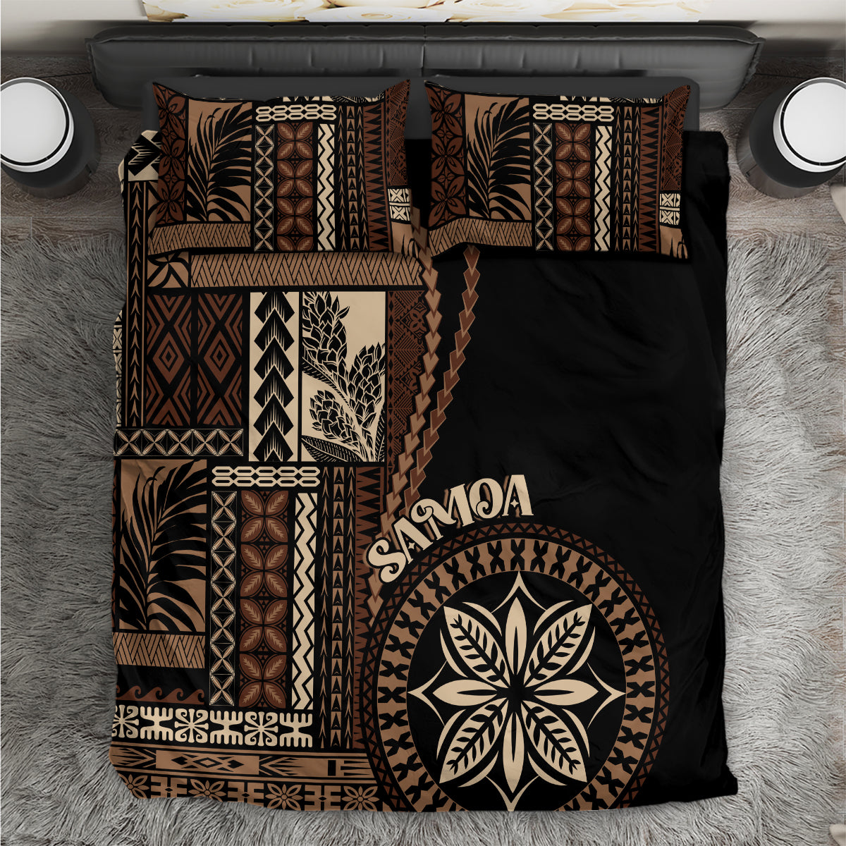 Samoa Siapo Motif Bedding Set Classic Style - Black Ver LT7 - Wonder Print Shop
