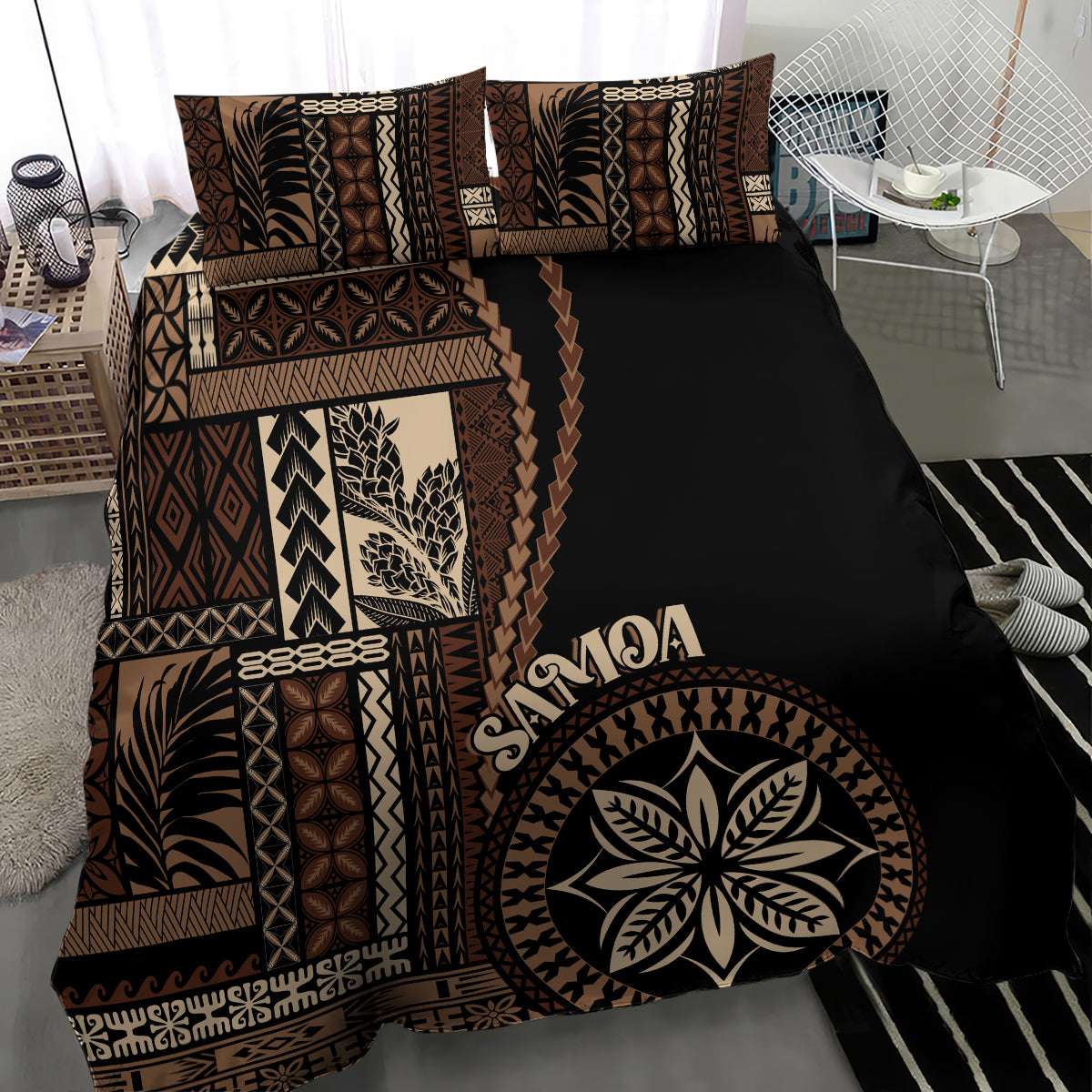Samoa Siapo Motif Bedding Set Classic Style - Black Ver LT7 - Wonder Print Shop