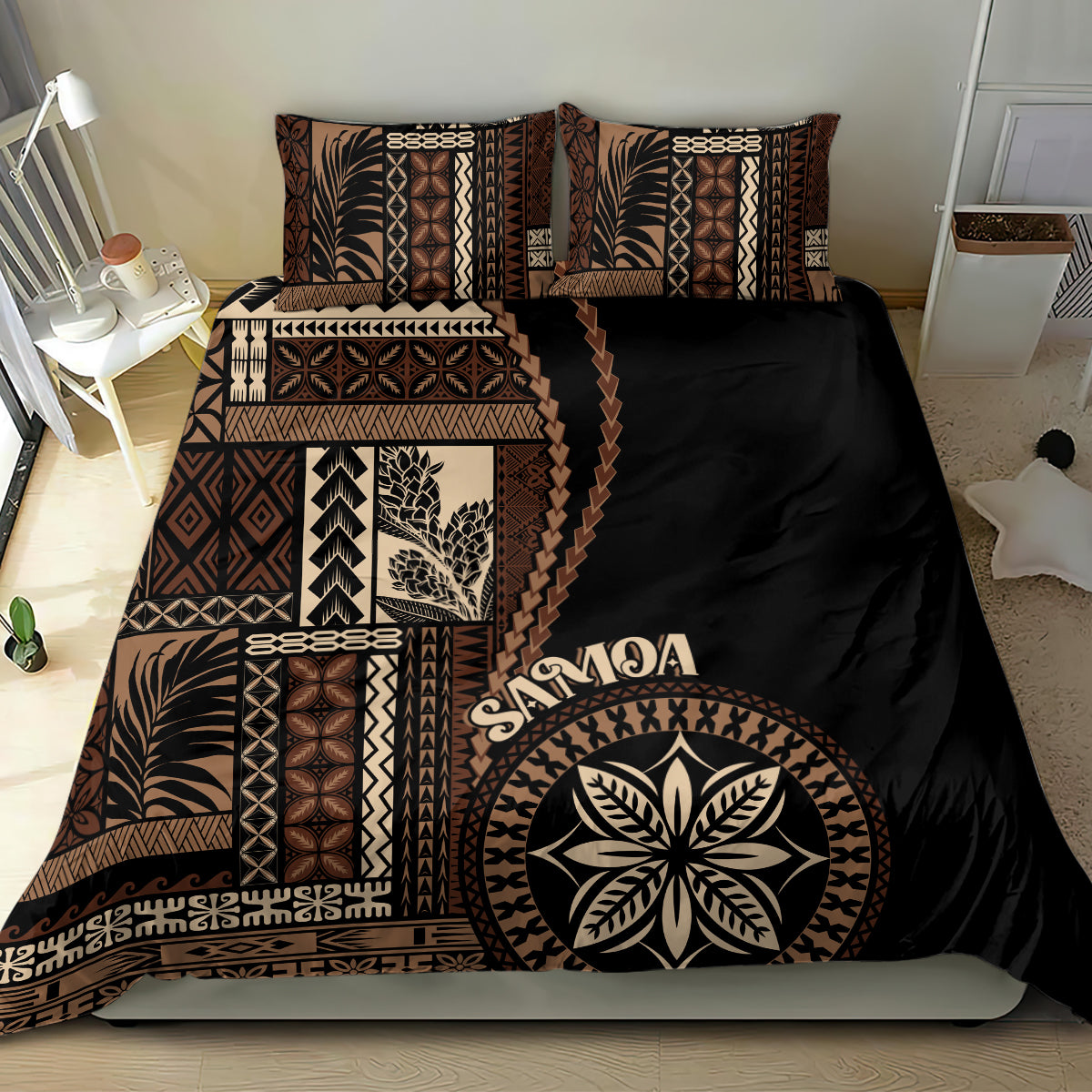 Samoa Siapo Motif Bedding Set Classic Style - Black Ver LT7 - Wonder Print Shop